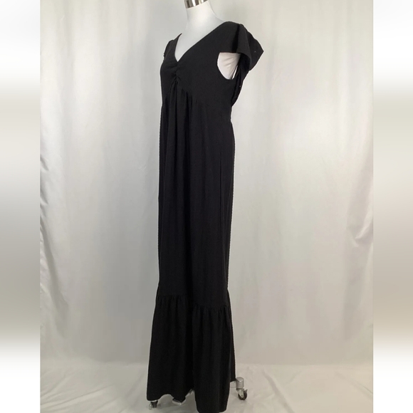 NWT Betsey Johnson dress black eyelet flutter ruffle maxi dress Medium - Picture 6 of 10